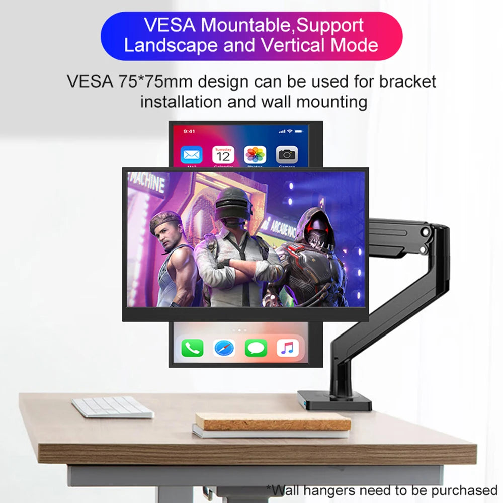 15.6 Inch Portable Monitor 100%Srgb Touch Screen 120HZ for for Laptop Xbox PS4 / 5 Switch TV Box Cell Phone PC Extension Display