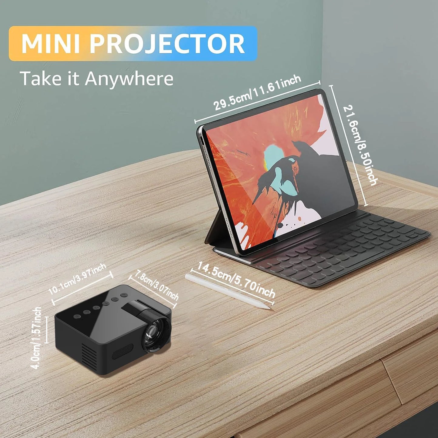 Mini Projector 1080P – Mobile Video, Home Cinema, WiFi Smart Portable Projector – Wireless Same Screen Projector for iPhone & Android