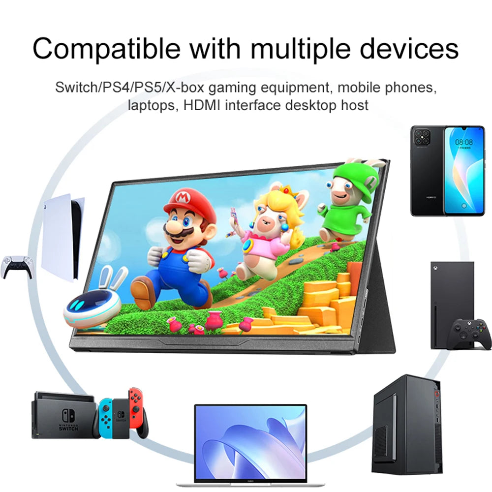 15.6 Inch Portable Monitor 100%Srgb Touch Screen 120HZ for for Laptop Xbox PS4 / 5 Switch TV Box Cell Phone PC Extension Display