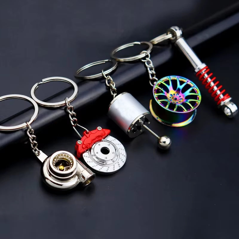 Gearhead's Passion Keychain – Turbo Gearbox & Brake Disc Design, Premium Zinc Alloy, Car Enthusiast's Must-Have Accessory