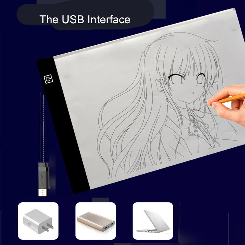LED Drawing Copy Pad – 3-Level Dimmable Board, Animation Painting, Educational Toys, Gift for Children, Adjustable Light Notepad