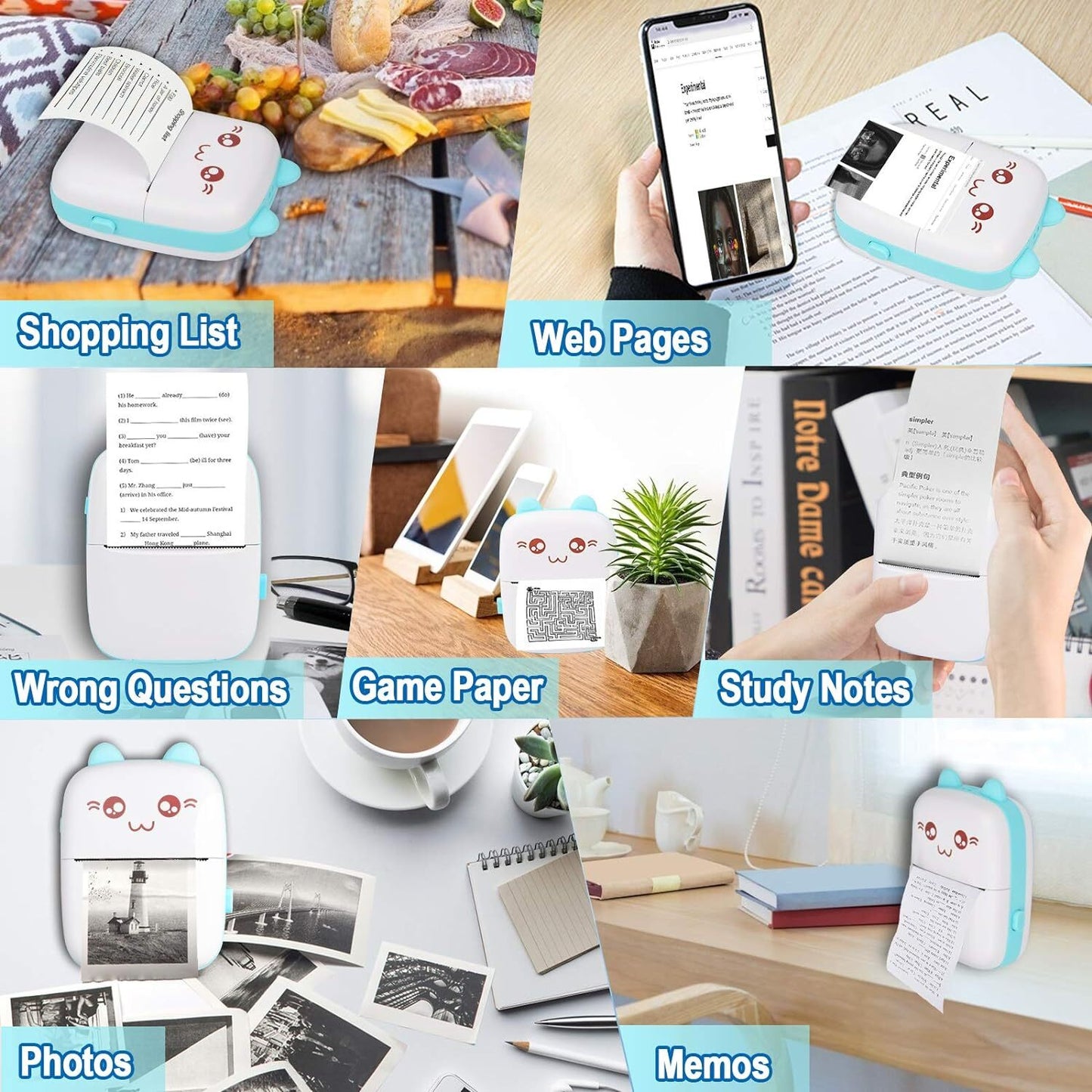 Portable Mini Thermal Printer – Pocket Photo Printer, Wireless Bluetooth Printing