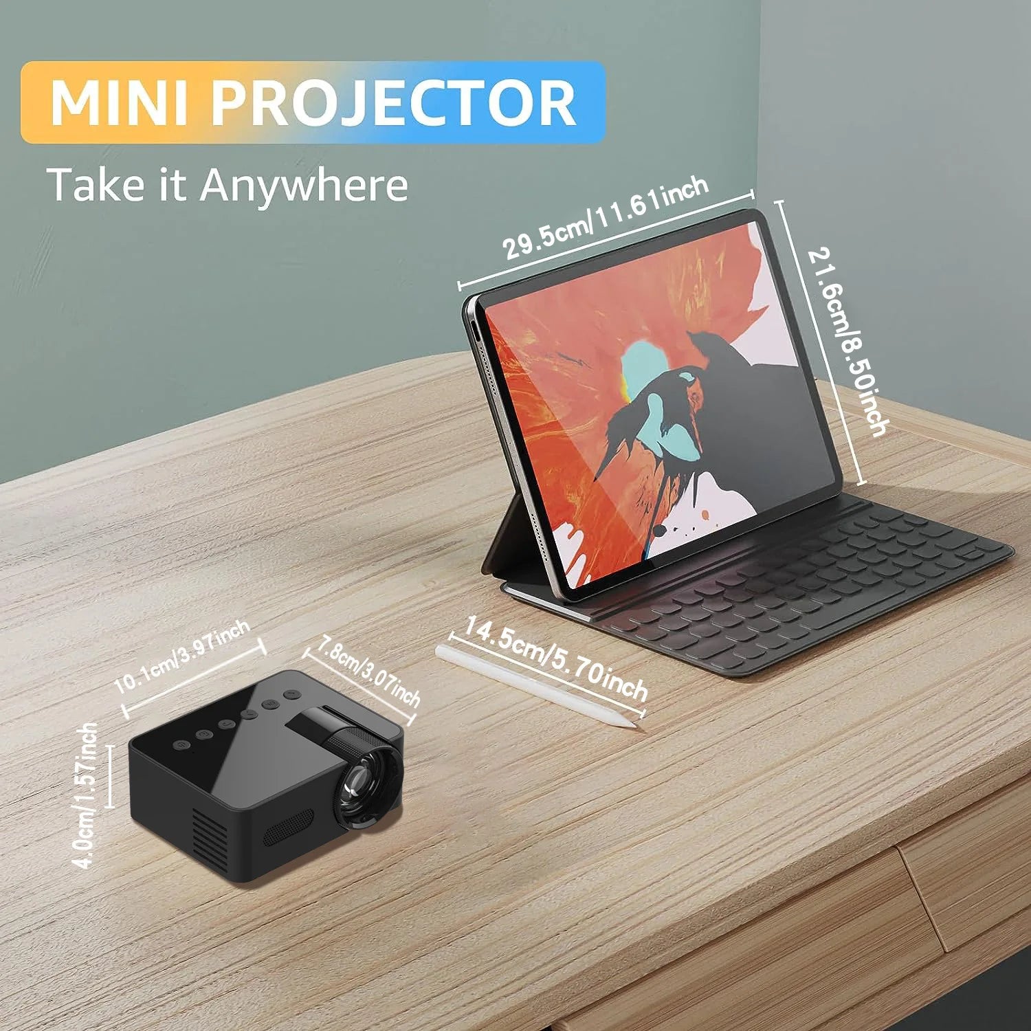 Mini Projector 1080P – Mobile Video, Home Cinema, WiFi Smart Portable Projector – Wireless Same Screen Projector for iPhone & Android