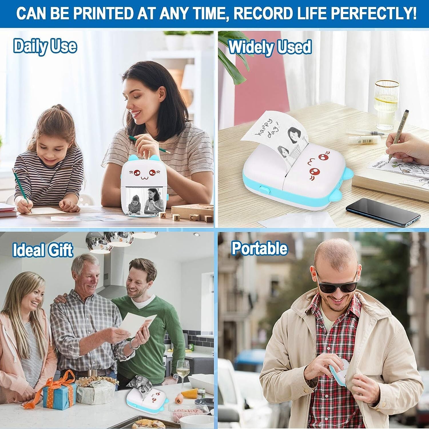 Portable Mini Thermal Printer – Pocket Photo Printer, Wireless Bluetooth Printing