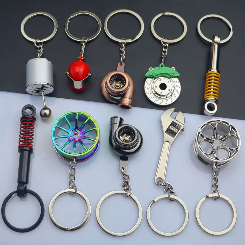 Gearhead's Passion Keychain – Turbo Gearbox & Brake Disc Design, Premium Zinc Alloy, Car Enthusiast's Must-Have Accessory