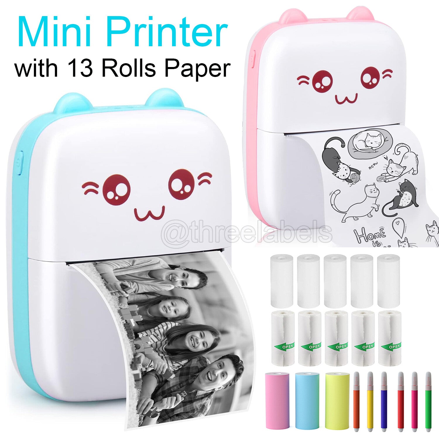 Portable Mini Thermal Printer – Pocket Photo Printer, Wireless Bluetooth Printing